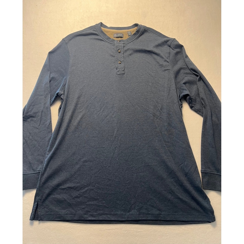 Arrow 2XLT Henley Shirt Classic Casual Blue Long Sleeve 3-Button Cotton Gorpcore